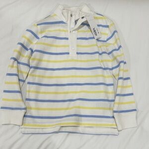 Janie and Jack White Shirt with Blue and Yellow Stripes